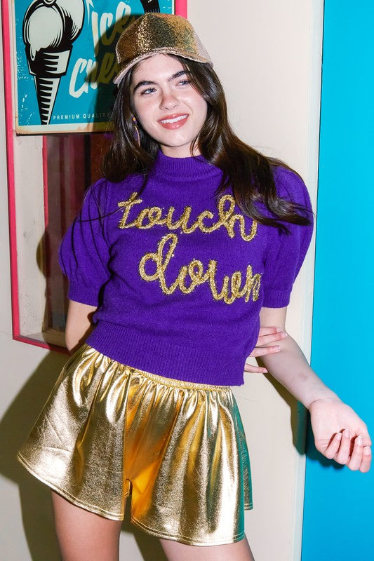 Touch Down Short Sleeve Sweater Purple