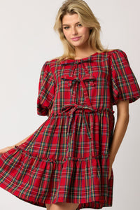 Bow Detailed Plaid Mini