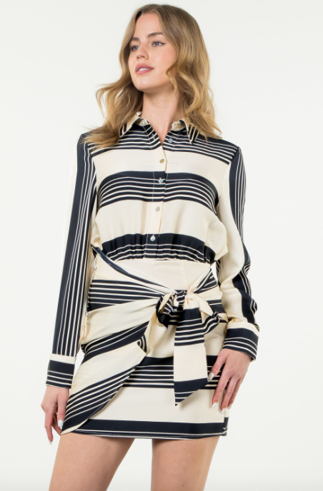 Black Striped Midi