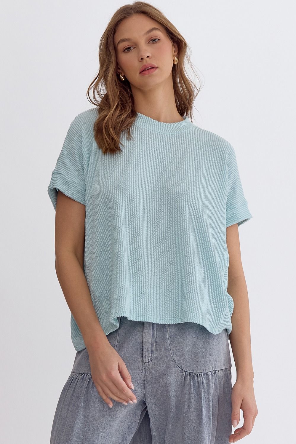 Ribbed Top Aqua