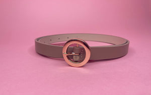 Small Circle Buckle Solid Belt Dark Taupe